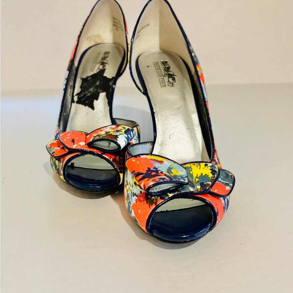 Coach and Four Colorful Peep-Toe Heels  size 8 1/2